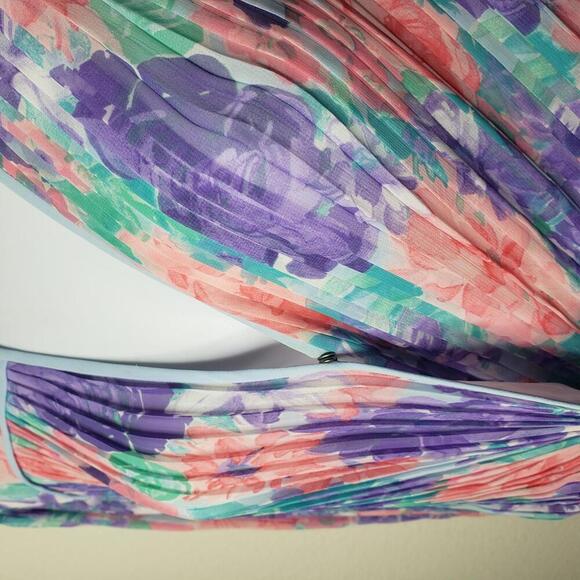 Diane Freis Women's Sz L Floral V-neck Drop Waist Maxi Dress(1816) - Picture 6 of 8